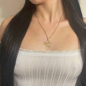 Gold Ukraine Map Necklace Stainless Steel